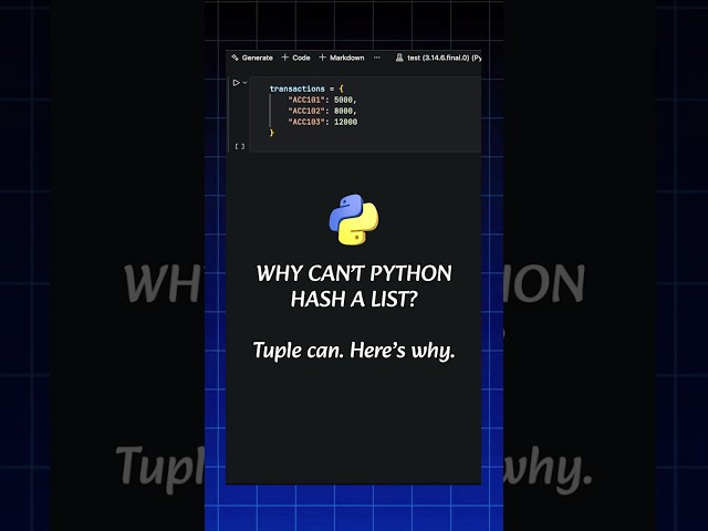 Why Can Tuples Be Dictionary Keys but Lists Can’t? | Python Hashing 🐍