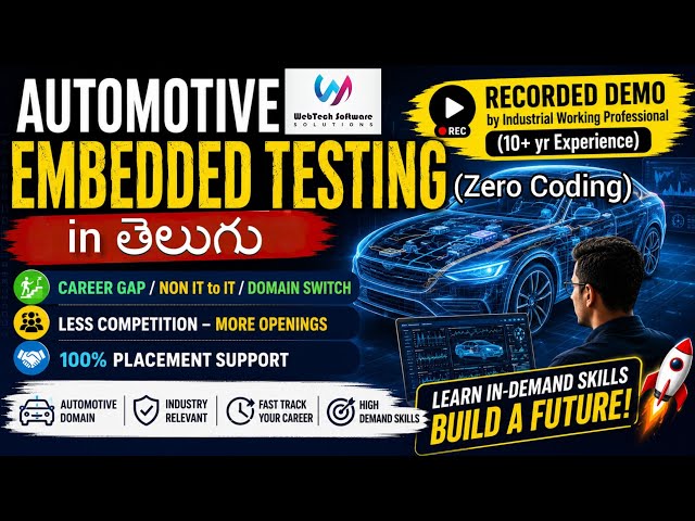 🚀Automotive Embedded Testing - Recorded Demo in Telugu by Industrial Working Professional 🧑‍💻