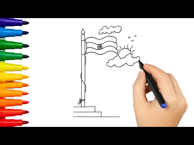 Easy Indian Flag Drawing Tutorial for Kids 🇮🇳 | Step-by-Step Guide