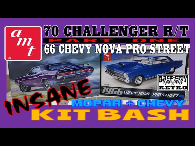 AMT 70 CHALLENGER 66 NOVA PRO STREET KIT BASH model car madness!