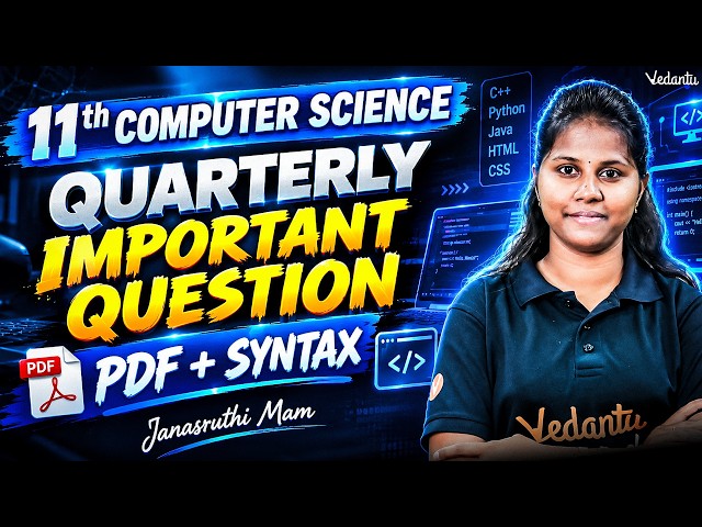 11th Computer Science | Important Questions 100/100 PDF + Syntax | TN State Board | Janasruthi Ma'am