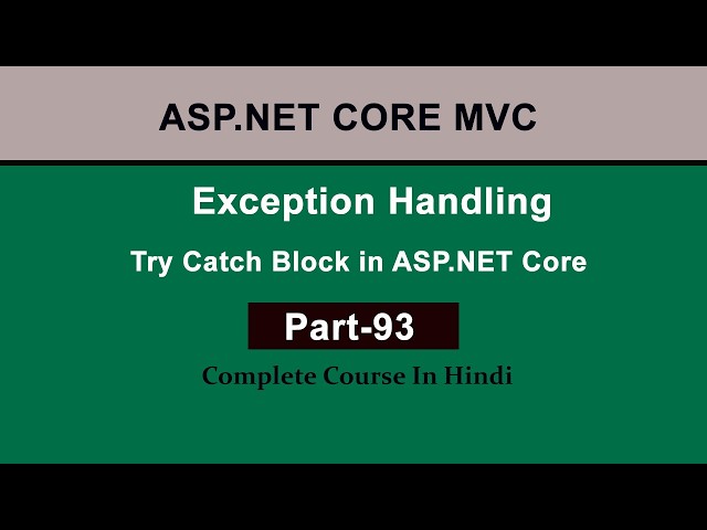 Try Catch Block in C# | Exception Handling in ASP.NET Core MVC | Hindi Tutorial