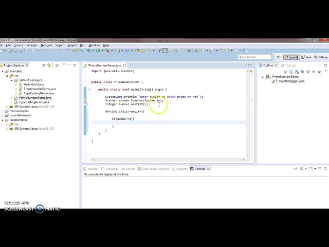 w a p  to check the input number is prime or not in java