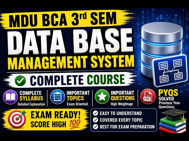 MDU bca 3rd sem Data Base Management System Complete Course | BCA SEM 3 DBMS |