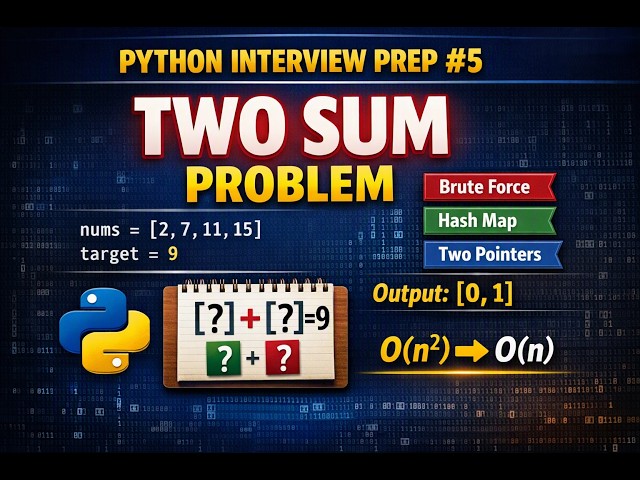 Python Interview Prep #5 – Two Sum Problem | Brute Force vs Hash Map