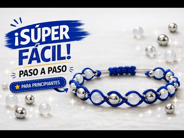 Como hacer pulseras de hilo con cristal y cuentas paso a paso/Super Facil‼️