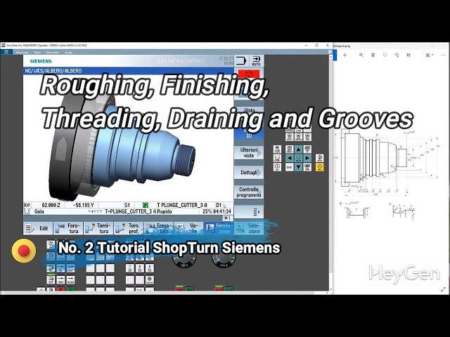 N2 Tutorial #ShopTurn Sinutrain #cnc  #siemens  , Threading, Draining and Grooving 840 D