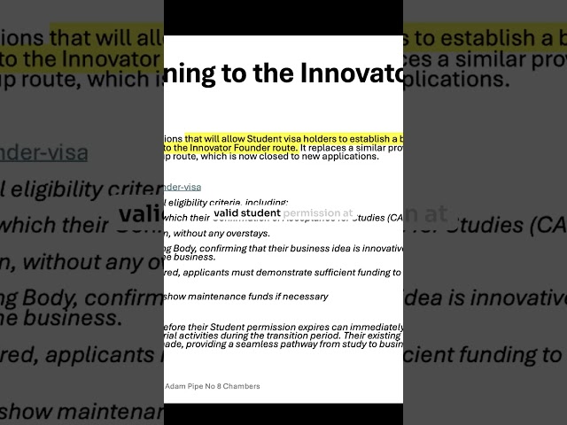 Students switching to the Innovator Founder Route #immigrationlaw #immigration #students