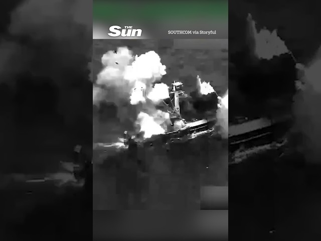 Moment US forces sink refuelling boat linked to drug trafficking
