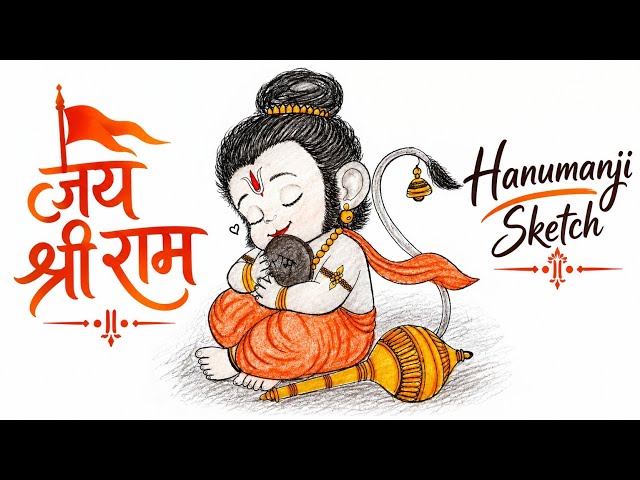 Little Hanuman Ji ❤️🙏| Cute Bal Hanuman Sketch Drawing#art #drawing#hanuman#ram#bajrangbali #sketch 