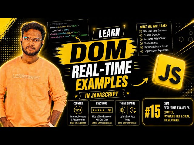 Counter, Theme & Password Toggle | JS Course #15 | JavaScript DOM Projects in Telugu 🔥