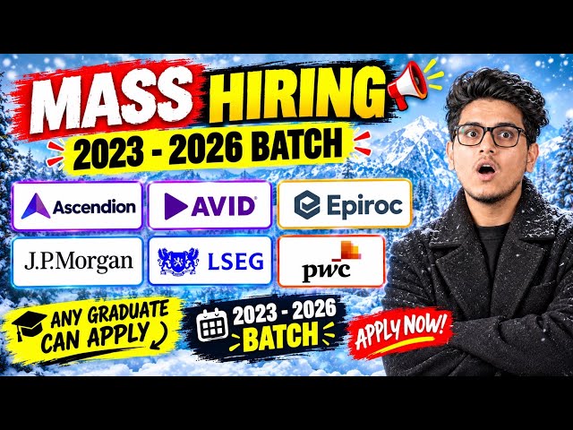 LATEST IT JOBS 2023 -2026 Batch  | MNC HIRING | SOFTWARE & TECH AND NON TECH JOBS  | APPLY NOW
