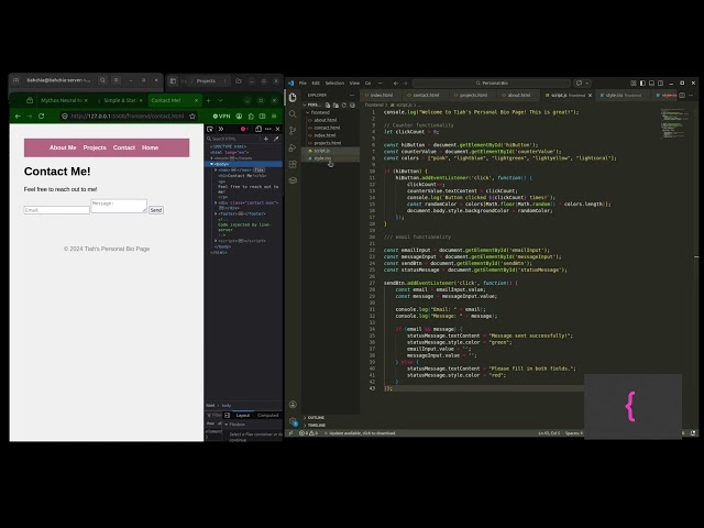Building a Contact Form (Email & Message Inputs) + Console.log