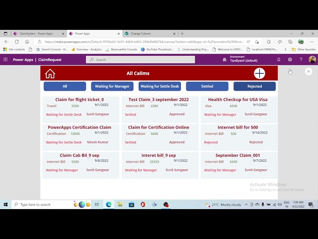 PowerApps Filter Claims Gallery | Edit/View Request Form PowerApps  Claim Request Part 5