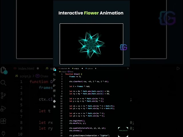 Interactive Flower Animation Using HTML, CSS & JavaScript Canvas 🌸✨ | Code Genus