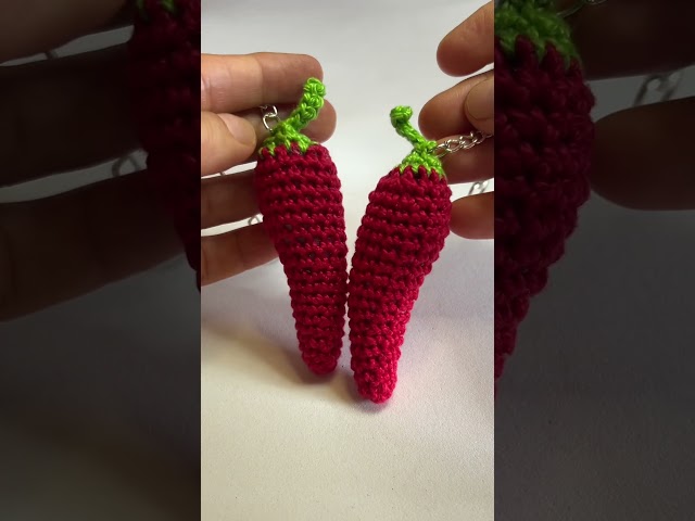 Spicy & Cute Chili Pepper Keychain 🌶️ Crochet Gift Idea #shorts