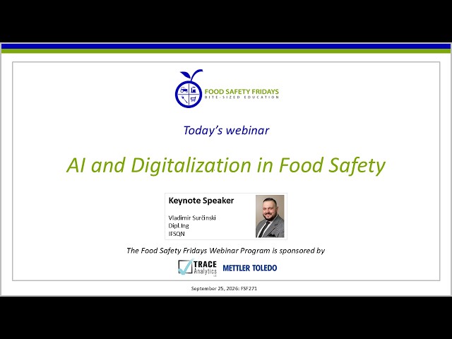 AI and Digitalization in Food Safety – Practical Applications for 2026