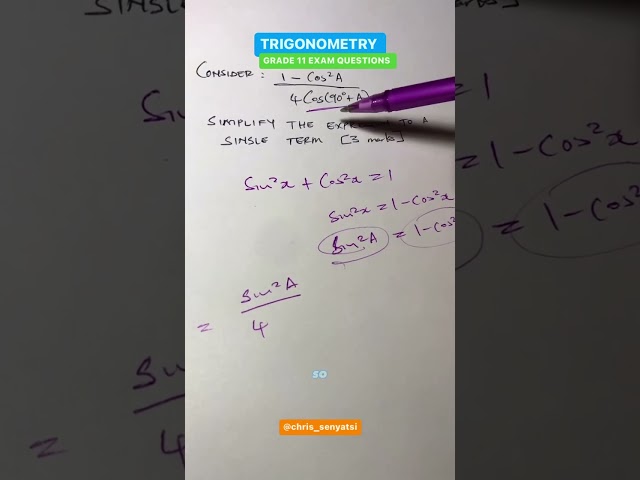 Trigonometry - Grade 11 Exam question