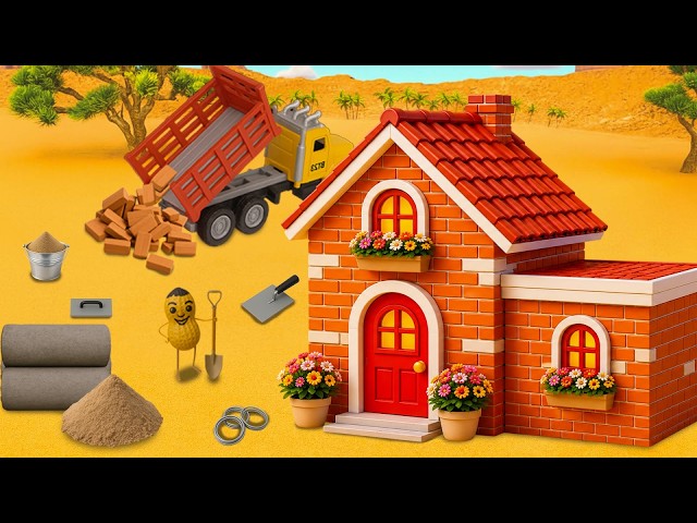 DIY Cute Brick Cottage Project - Building a Sweet Red Roof House with Flower Windows