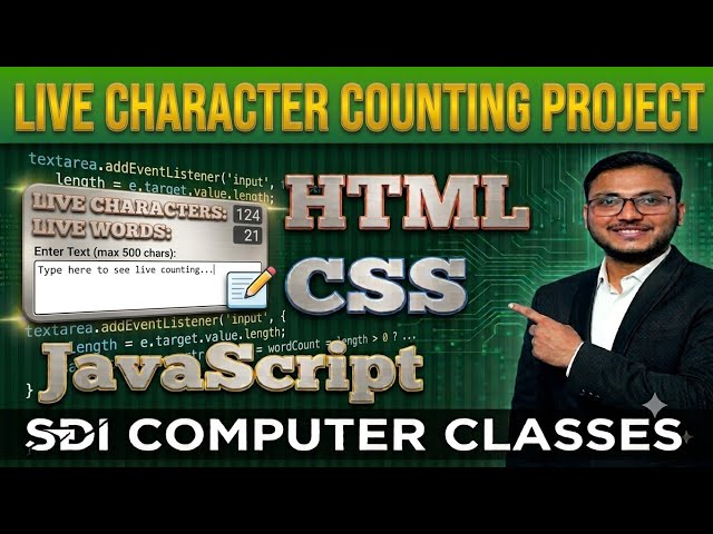 Live Character Counting Program using HTML & JavaScript Easy & Simple Way #nitin_sir #sdi