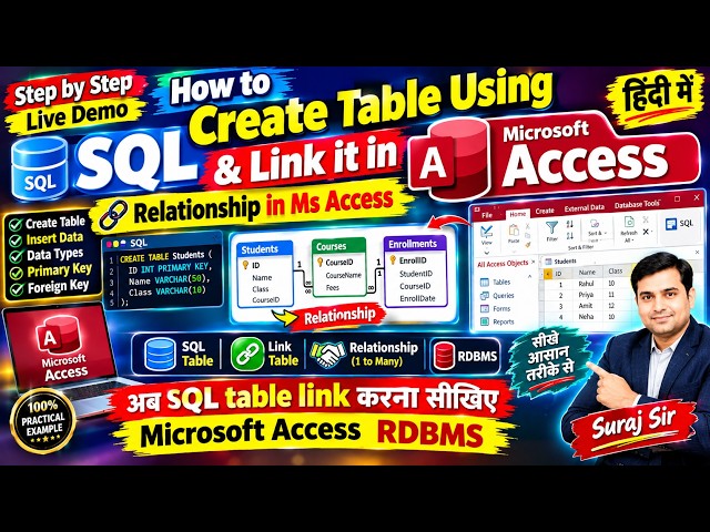 How to create SQL database and table in Microsoft Access || How to create Relationship in Ms Access