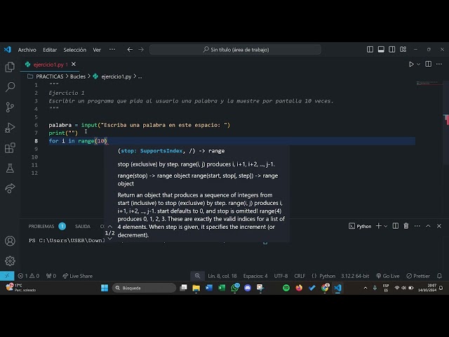 EJERCICIO 1 - BUCLES EN PYTHON: BUCLE FOR 📖