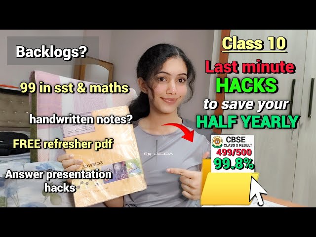 💀Last minute half yearly hacks to score good🎀 #class10 
