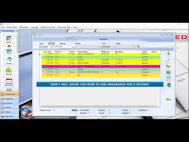 PROMED - File Opening for New Patient & Adding Insurance Scheme