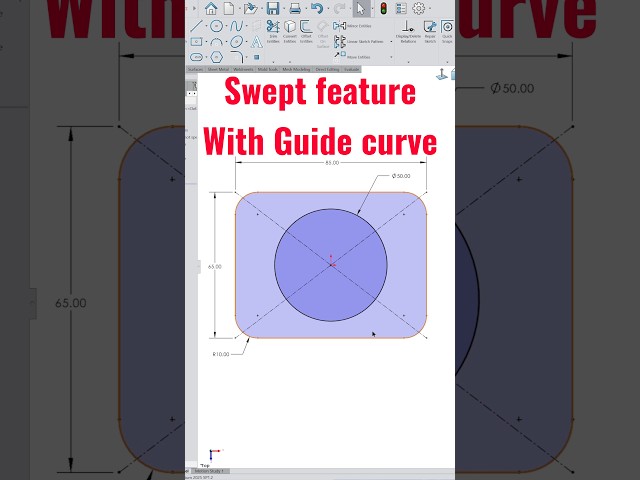 Swept feature with Guide curve in solidworks 😀 #shorts #ytshorts #solidworks #malviyacadsolution