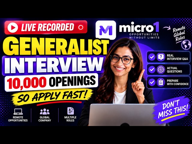 Micro1 Hiring 10,000 Generalists FULL Interview Recorded Exact Questions & Answers