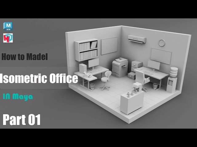 How to Model a Low poly Isometric office room in Autodesk Maya | Part 1 of 2|Maya modeling Tutorial.