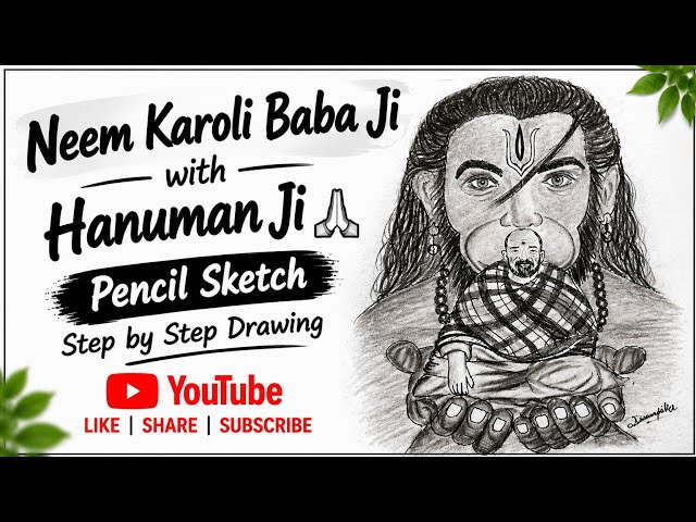 DNeem Karoli Baba Hanuman Ansh 🙏❤️ | Step by step Beautiful Pencil Sketch #art #drawing #hanuman 