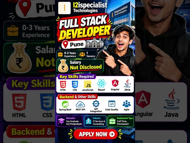 🚨 FULL STACK DEVELOPER JOB IN PUNE! 💻🔥 | 0–3 Years Experience | Apply Now 🚀 #shorts #itjobs