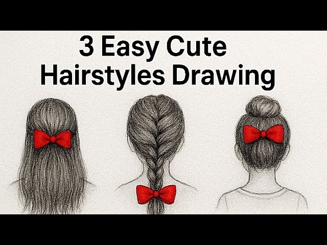 3 Easy hairstyles drawing || How to draw hairs || Hair drawing