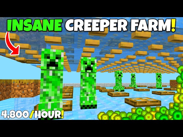 NEW CREEPER FARM Tutorial! 4,800 Gunpowder/Hour! Minecraft Bedrock Edition Tutorial