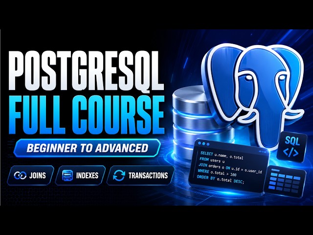 PostgreSQL Full course 2026 | Learn PostgreSQL in One Video