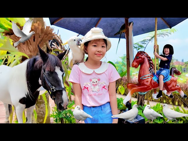 Feeding Horses, Birds, Playing on the Carousel and Chase