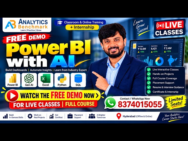 Power BI with AI Free Demo|Power BI Training in Hyderabad, Power BI Course Hyderabad | 8374015055