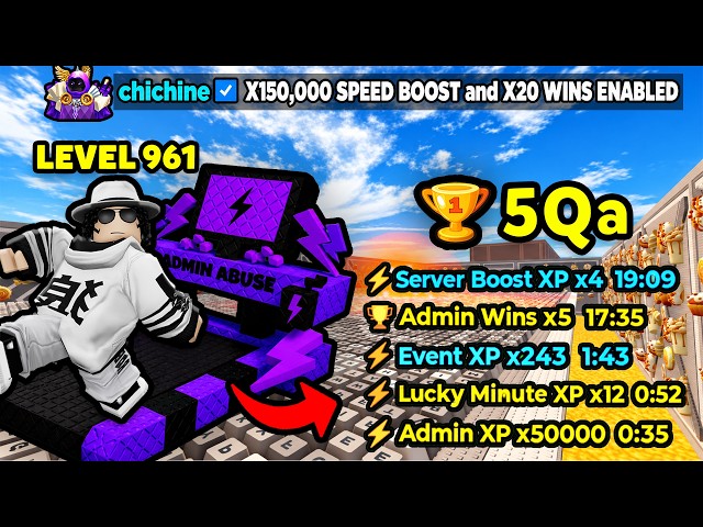 CRAZIEST Admin Abuse got me to LEVEL 940 and FARMED 5Qa WINS in +1 Speed Keyboard Escape!
