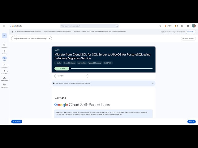 Qwiklabs | Migrate from Cloud SQL for SQL Server to AlloyDB for PostgreSQL using DMS [GSP1341]