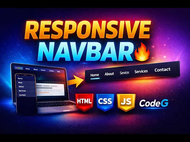 How to Create Responsive Navigation Bar | HTML CSS JavaScript Tutorial | CodeG