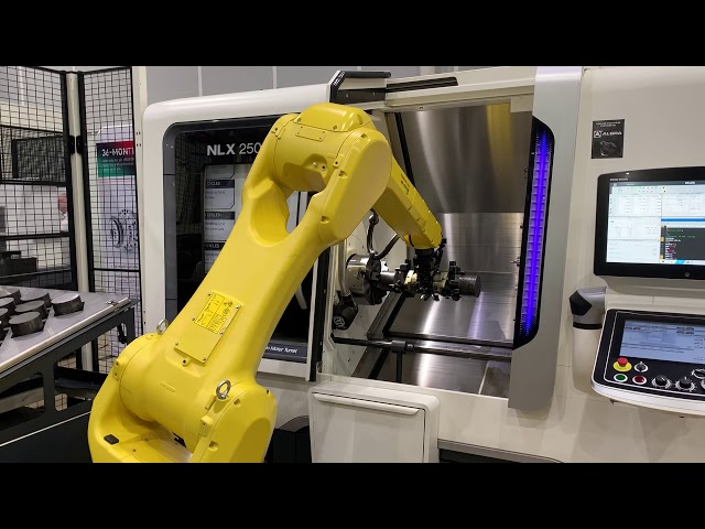 Fanuc Robot Operates DMG MORI NLX-2500 | CNC Machining Automation