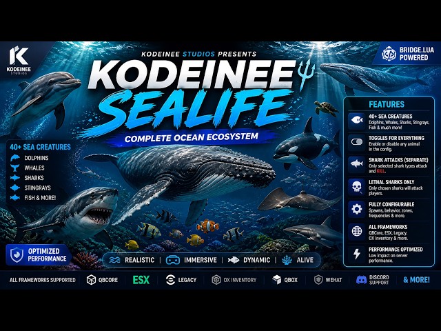 Sea Life & Shark Attack Script [ESX/QB/QBOX] FiveM GTA V