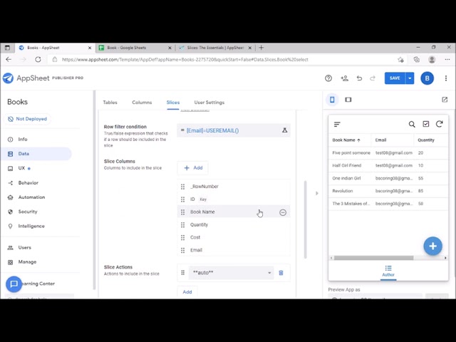 Appsheet Tutorials  | SLICE & USEREMAIL | Appsheet Nocode Platform