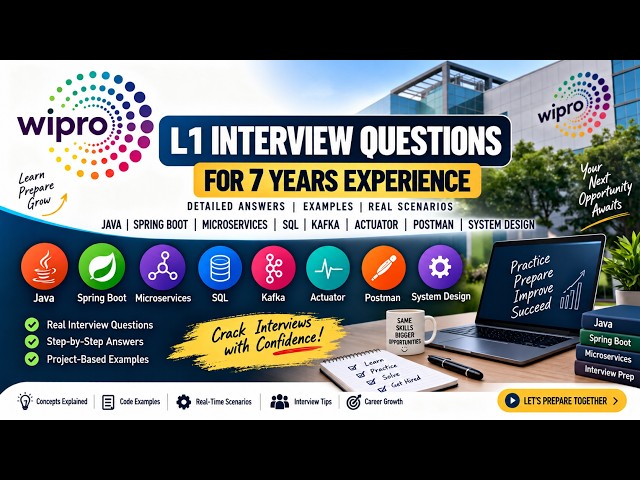 2026Wipro L1 RealTime Interview Q/A for 7y exp - Part 1#java#springboot #microservices #kafka #wipro
