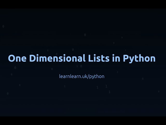 1d lists in Python