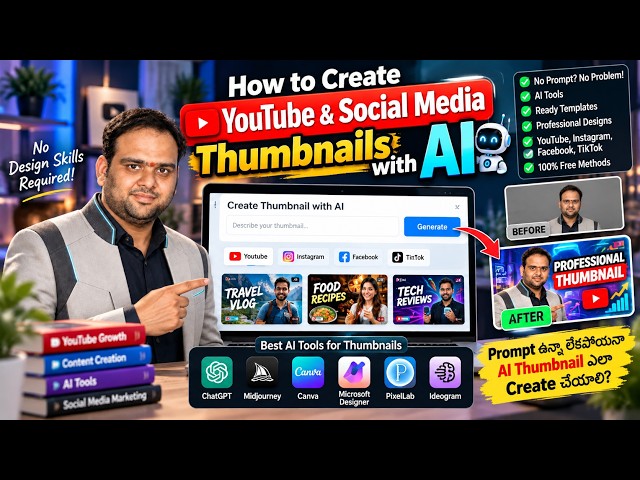 Create Professional YouTube, Instagram & Facebook Thumbnails Using AI | Complete Tutorial