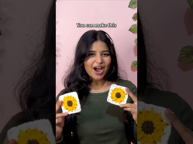 How to crochet sunflower granny square #crochet #handmade #grannysquare #cute #viral #diy