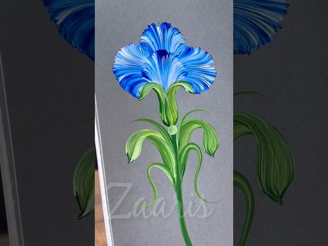 💙WOW🩵Gorgeous BLUE flower🌸acrylic 🖌️🎨 #shorts #viral #blue #flowers #wow #gorgeous #acrylic