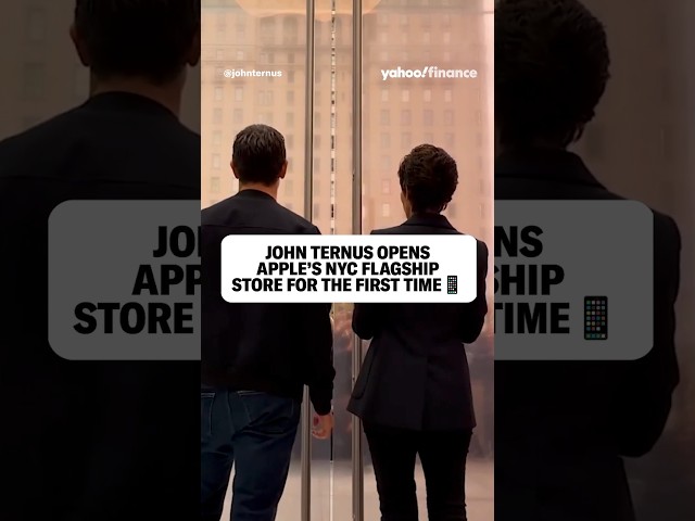 John Ternus opens Apple's Fifth Ave flagship store for the first time.